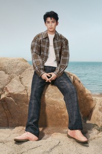 Burberry CVD Campaign featuring actor Wu Lei wearing check Burberry Jacket