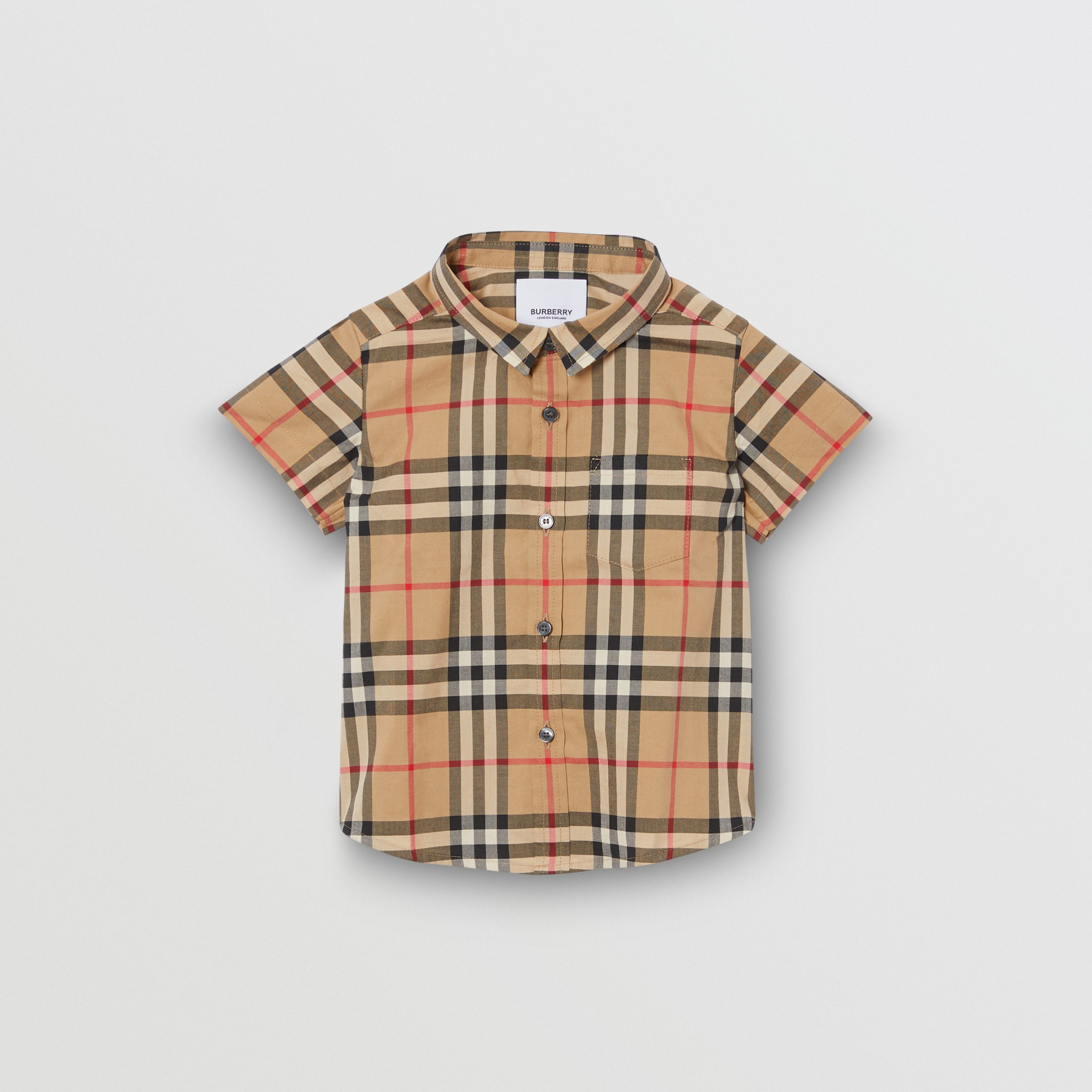død Indtil nu Underholde Short-sleeve Vintage Check Cotton Shirt in Archive Beige - Children | Burberry  Singapore
