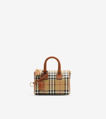 Mini Check Bowling Bag in Briar brown - Women | Burberry® Official