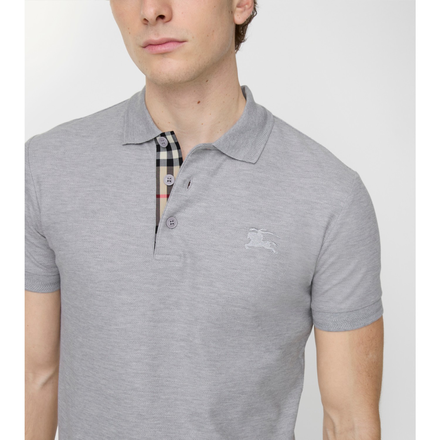 Cotton Polo Shirt in Pale grey melange - Men | Burberry® Official