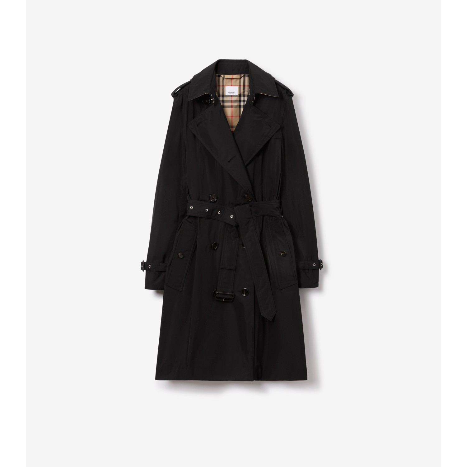 Mid length Lightweight Kensington Trench Coat in Black Women Nylon Burberry Official