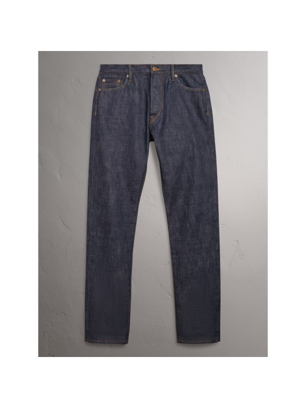 Relaxed Fit Japanese Selvedge Denim Jeans in Mid Indigo Blue - Men ...