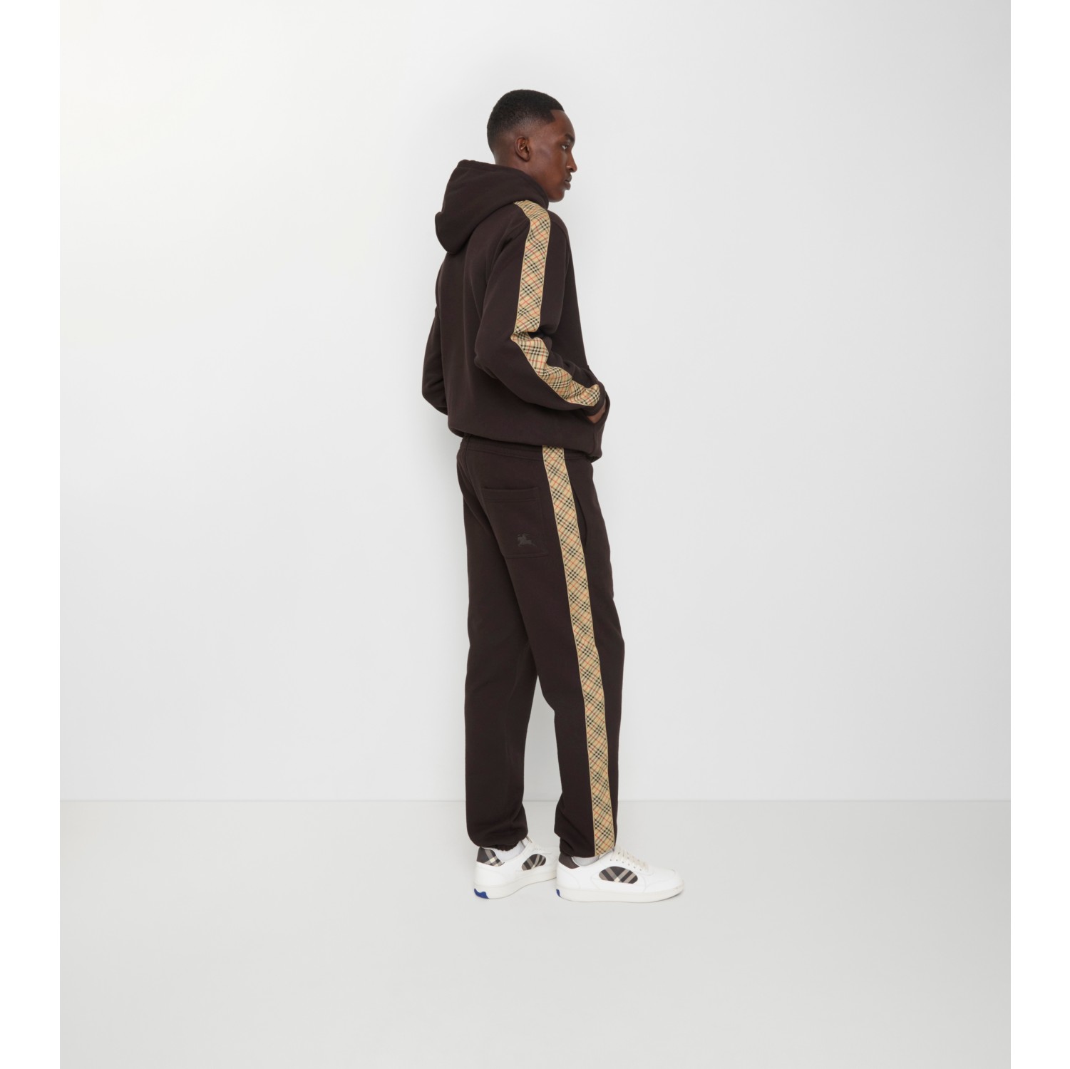 Check Trim Cotton Jogging Pants