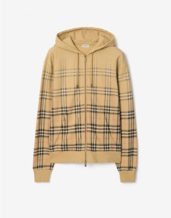 Gradient Check Cotton Zip Hoodie