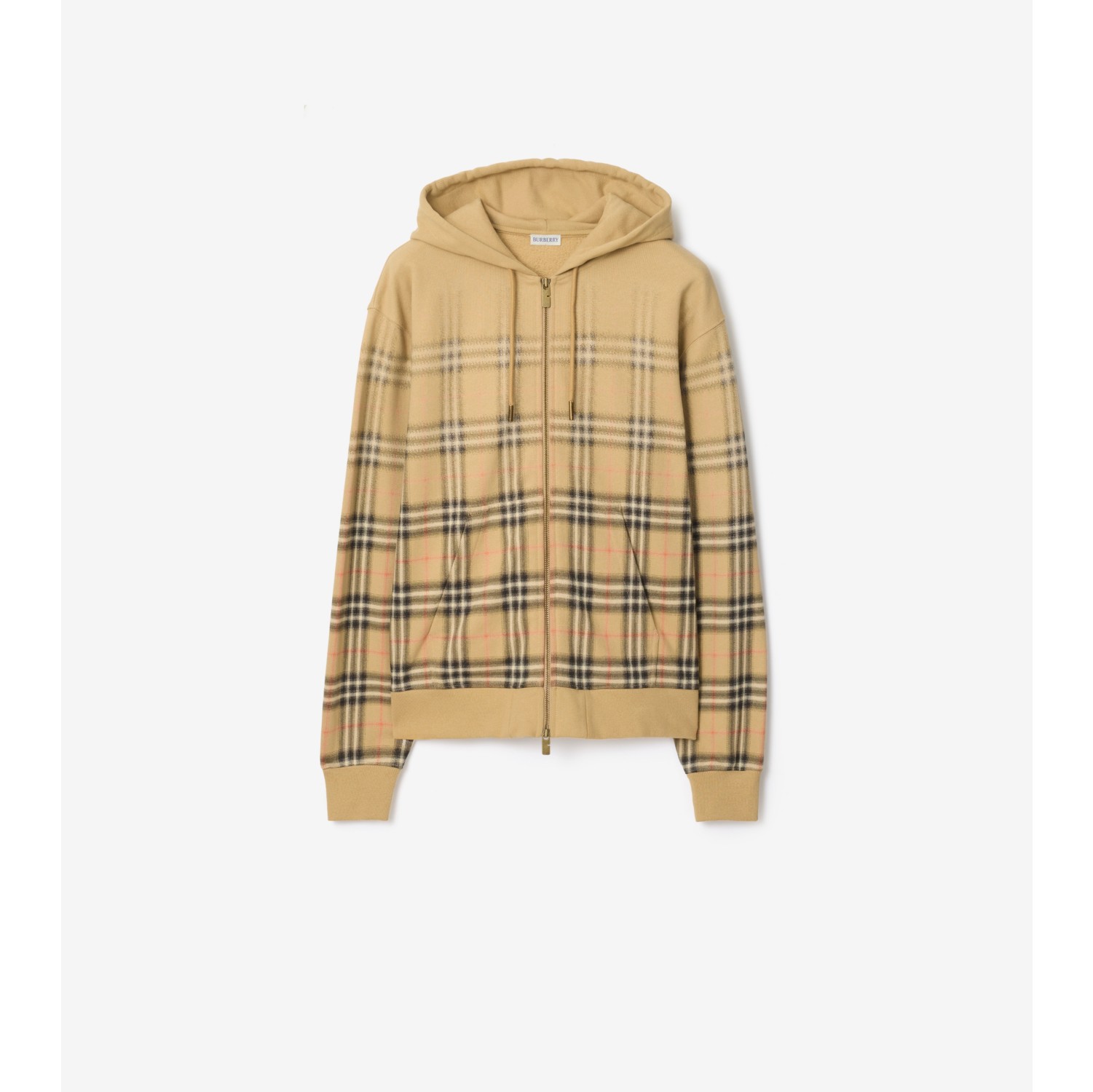 Gradient Check Cotton Zip Hoodie