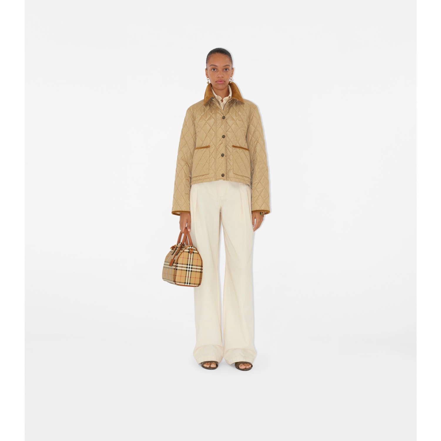 Giacca cropped in nylon trapuntato