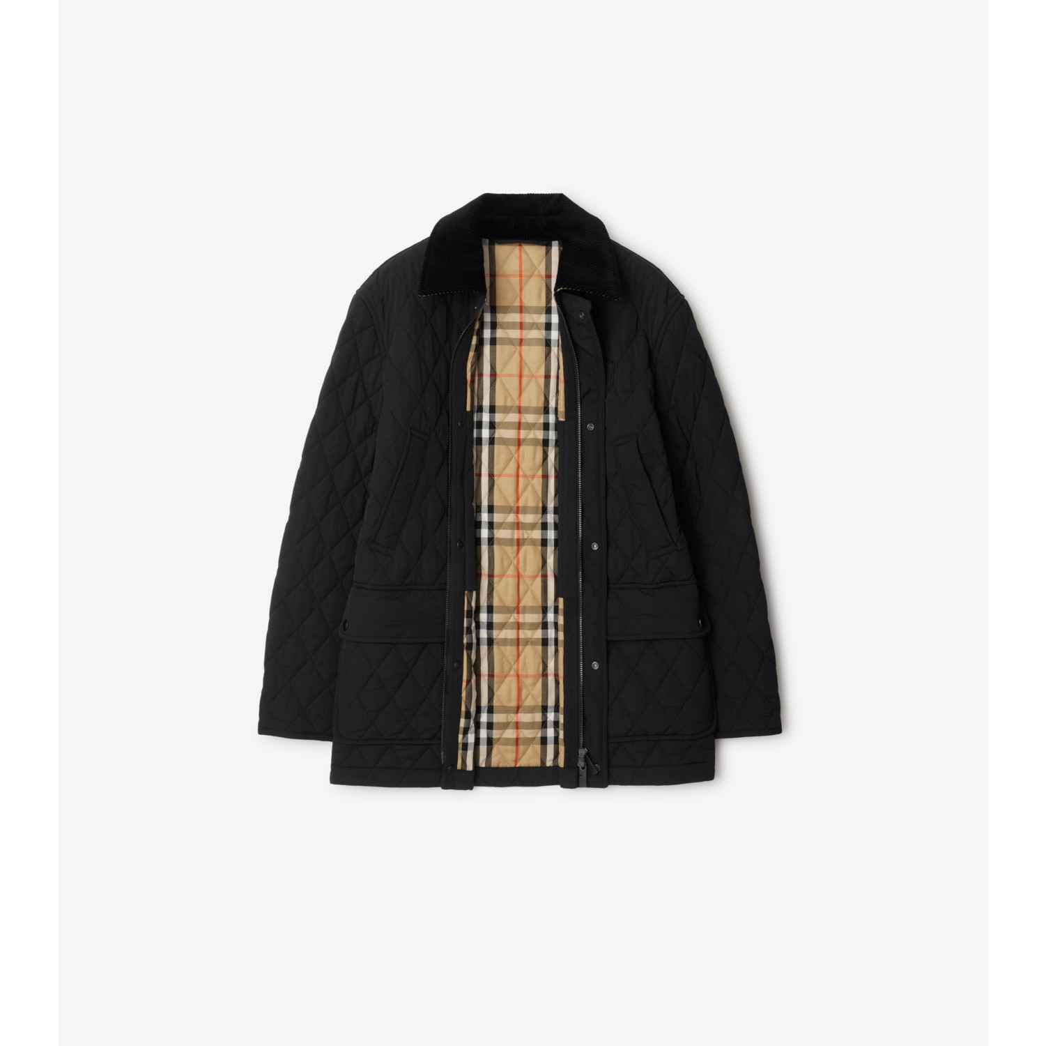 Quilted Nylon Barn Jacket in Black sand Women Burberry Official