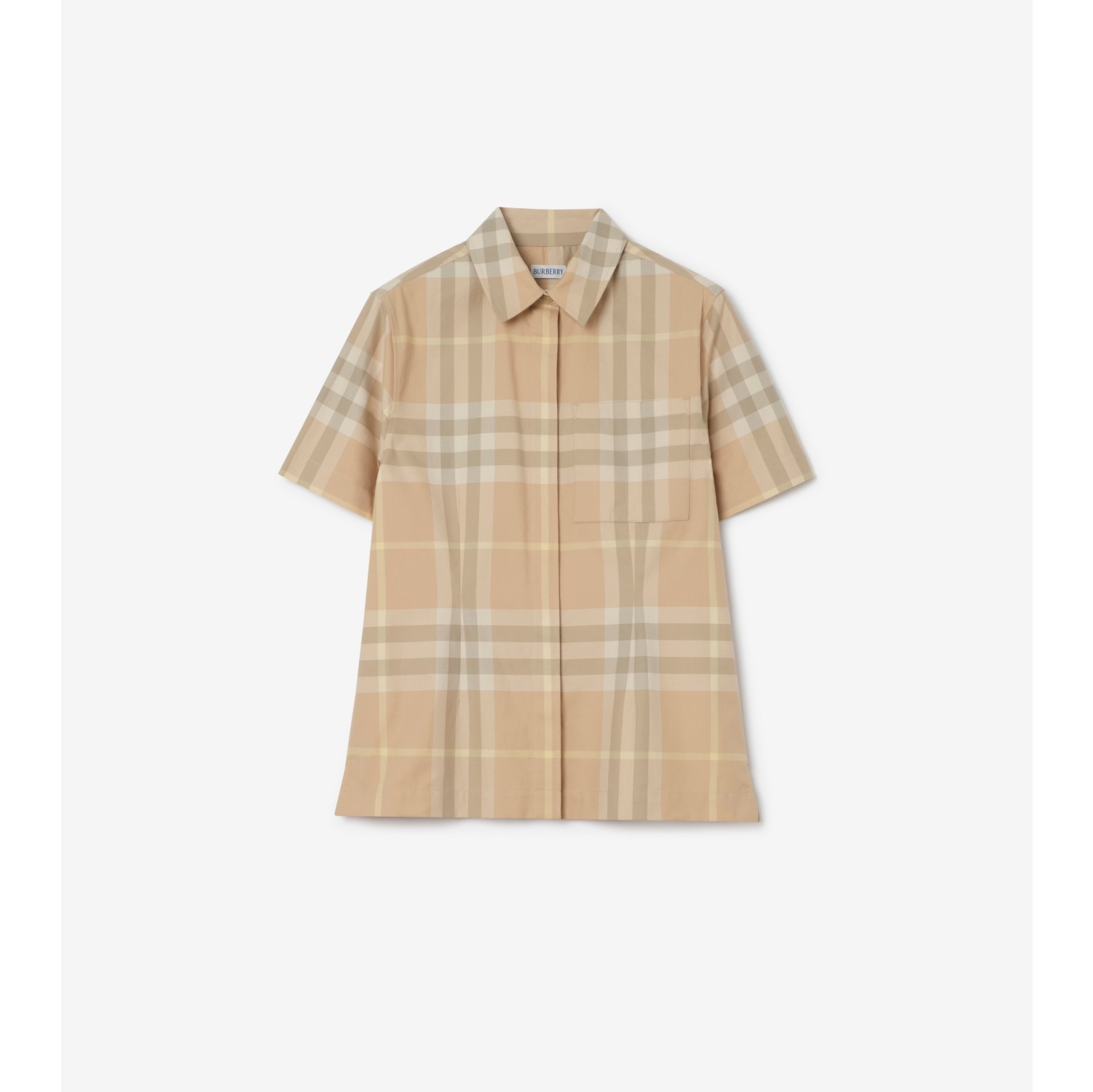 Check Cotton Twill Shirt in Flax beige - Women | Burberry® Official