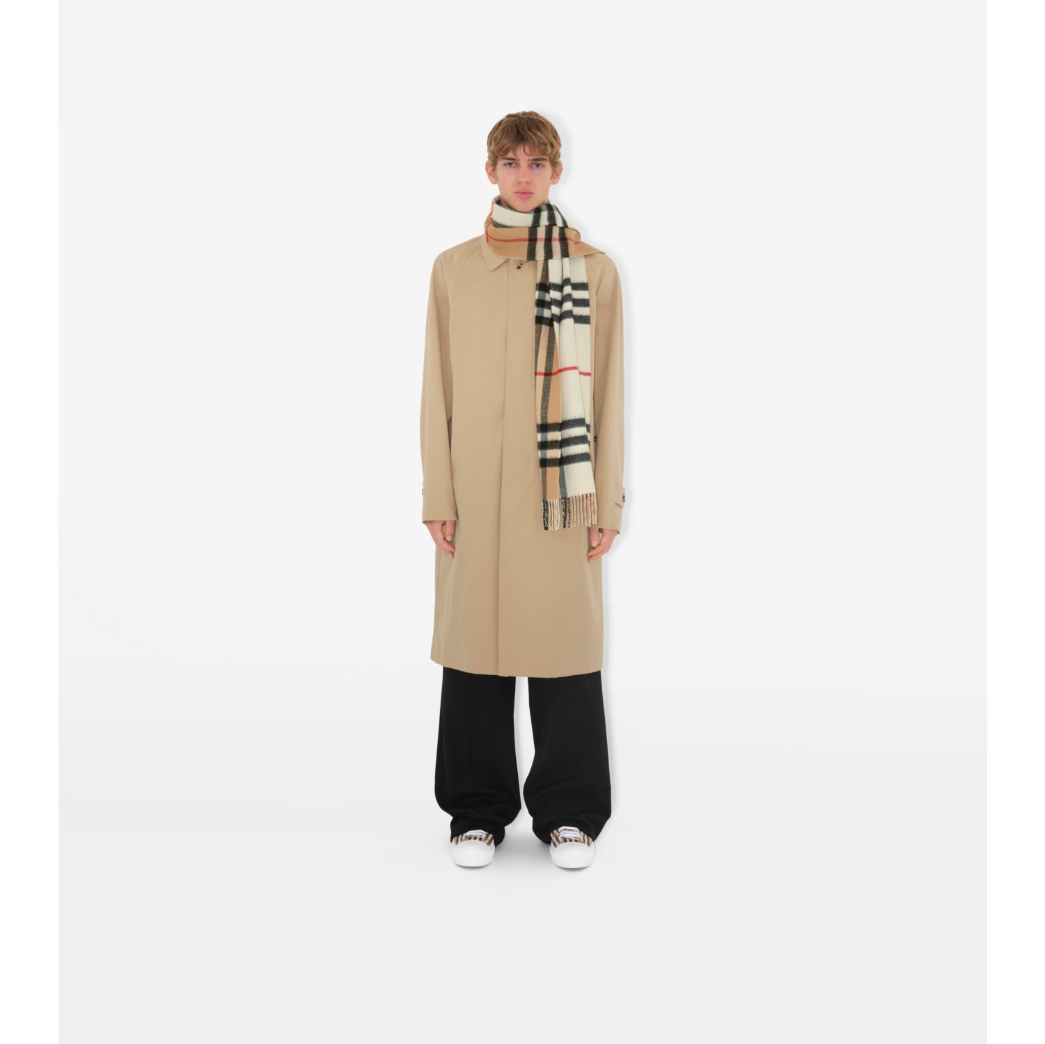 Contrast Check Cashmere Scarf