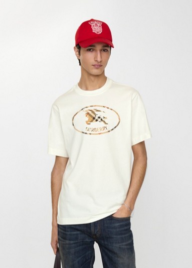 Check Knight Stamp Cotton T-shirt