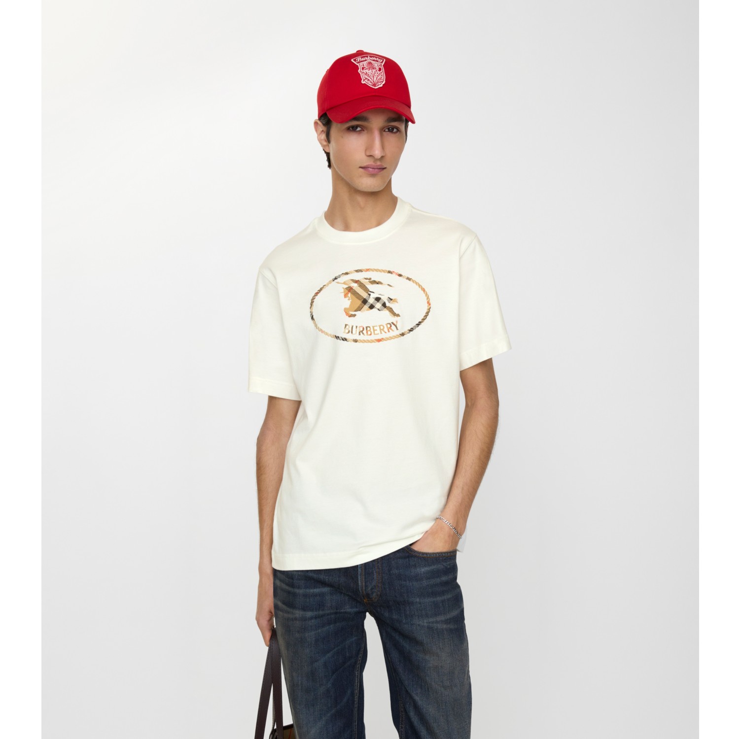 Check Knight Stamp Cotton T-shirt