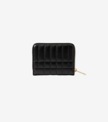 Quilted Leather Lola Zip Wallet in Black/light gold - Women 