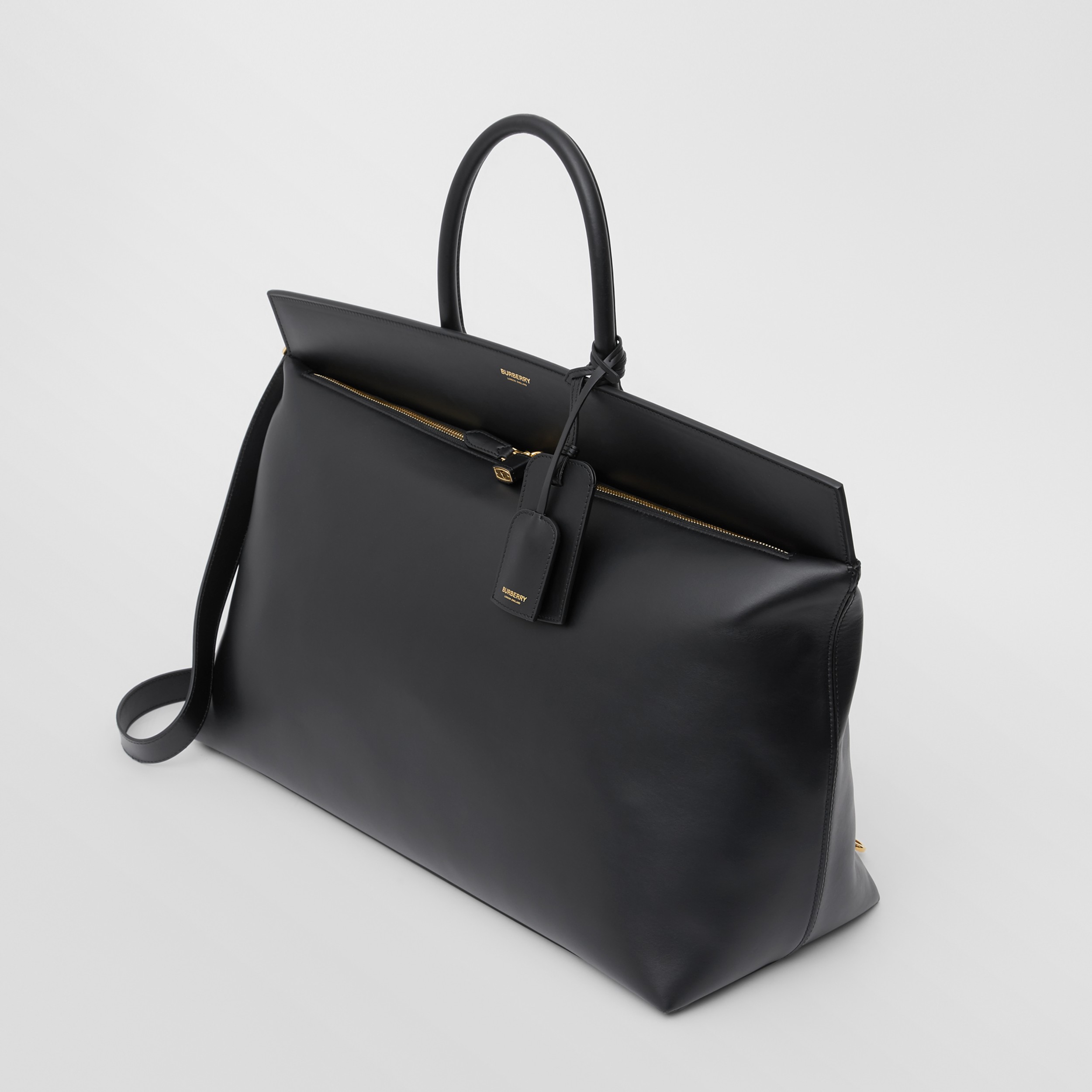 Extra Large Leather Society Top Handle Bag in Black - Men | Burberry ...