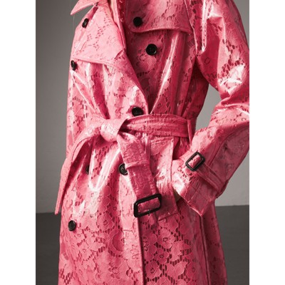 亮粉色 塑质蕾丝 trench 风衣 产品图片11
