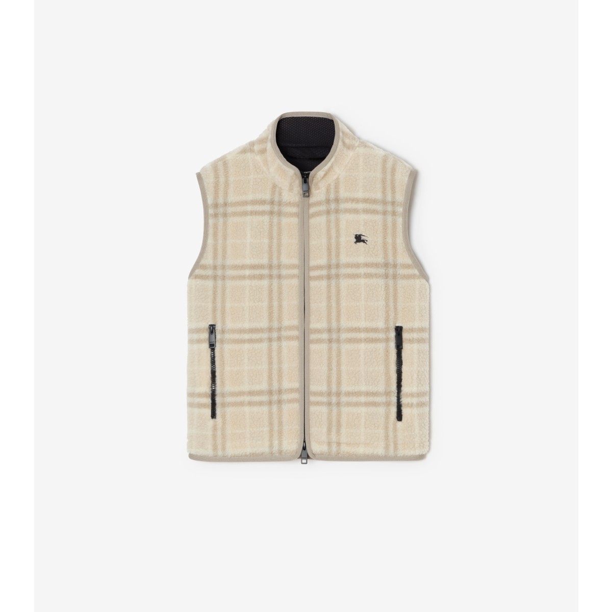  Check Wool Cashmere Blend Fleece Gilet