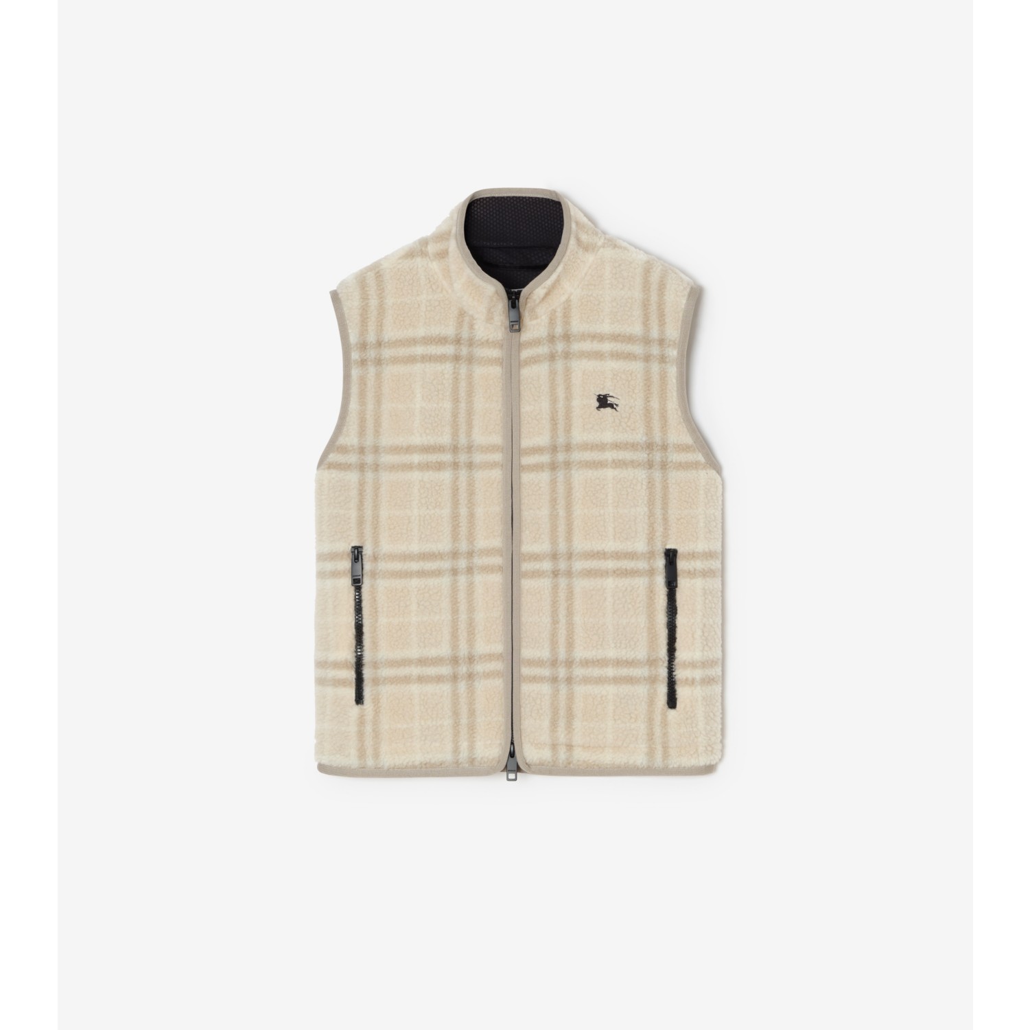 Check Wool Cashmere Blend Fleece Gilet