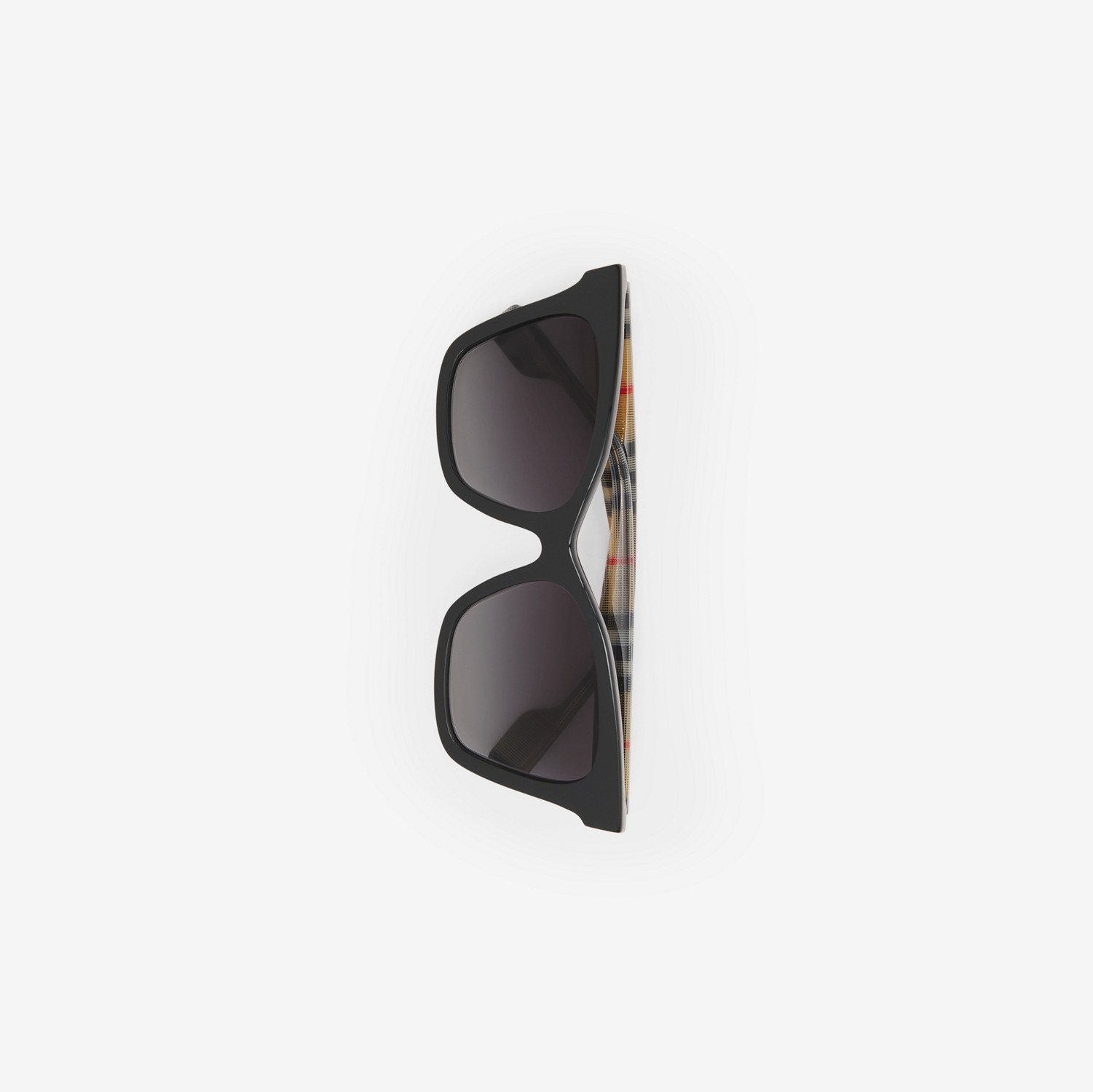 Eckige Sonnenbrille mit Karodetail (Schwarz/beige) - Damen | Burberry®