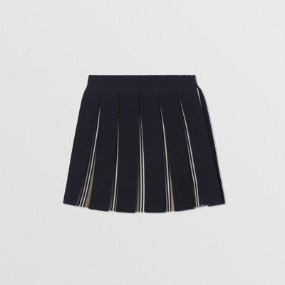 Icon Stripe Detail Wool Blend Pleated 