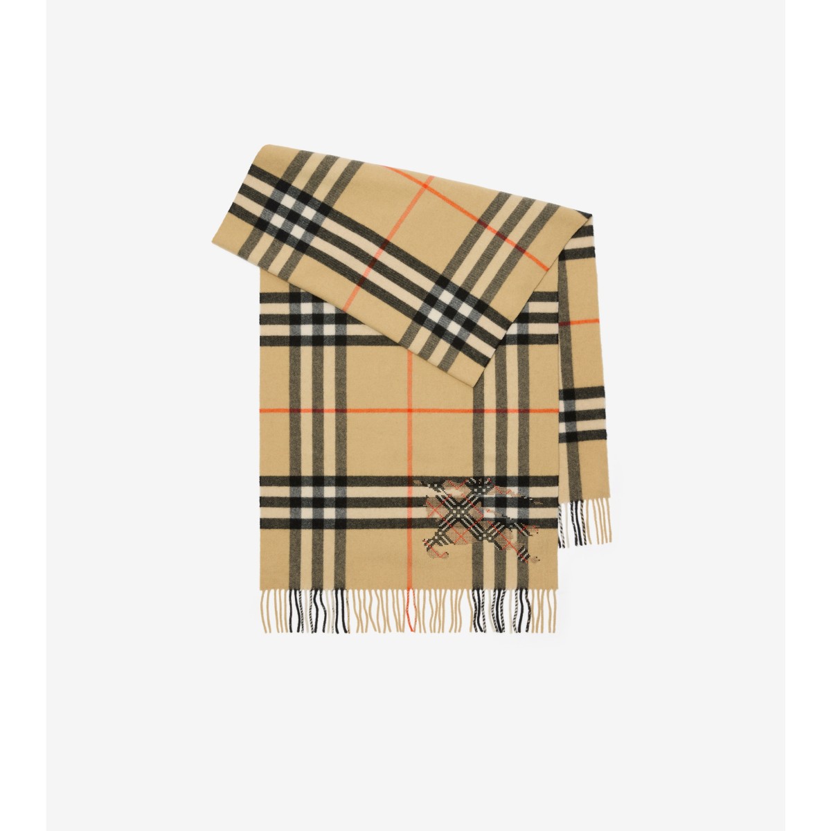  Check Wide Cross Stitch EKD Cashmere Scarf