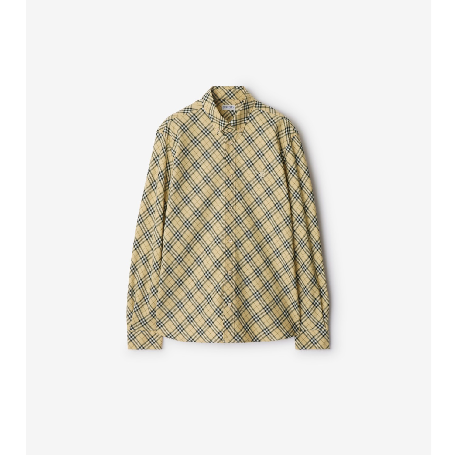 Check Cotton Shirt in Grain Men Burberry Official