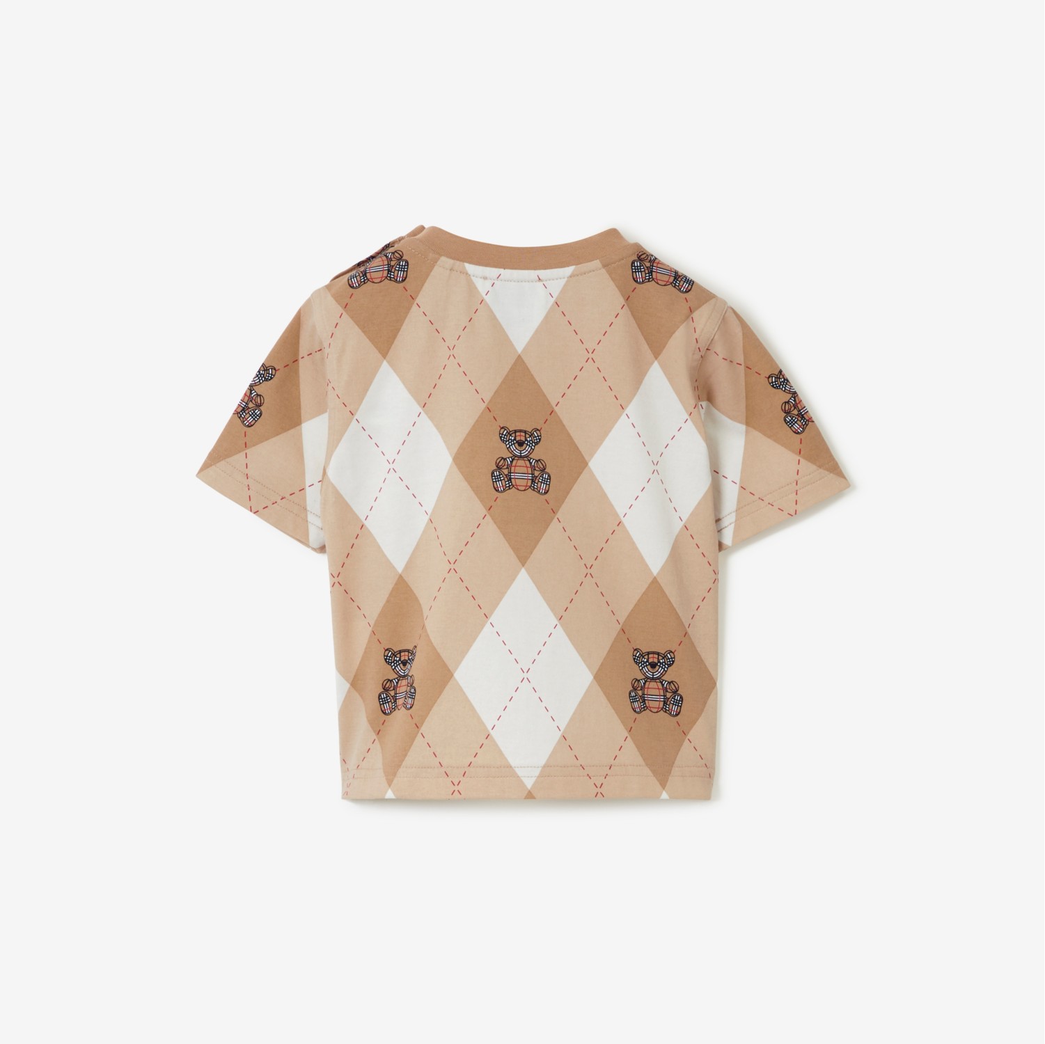 Thomas Bear Argyle Print Cotton T-shirt in Soft Fawn - Children | Burberry® Official
