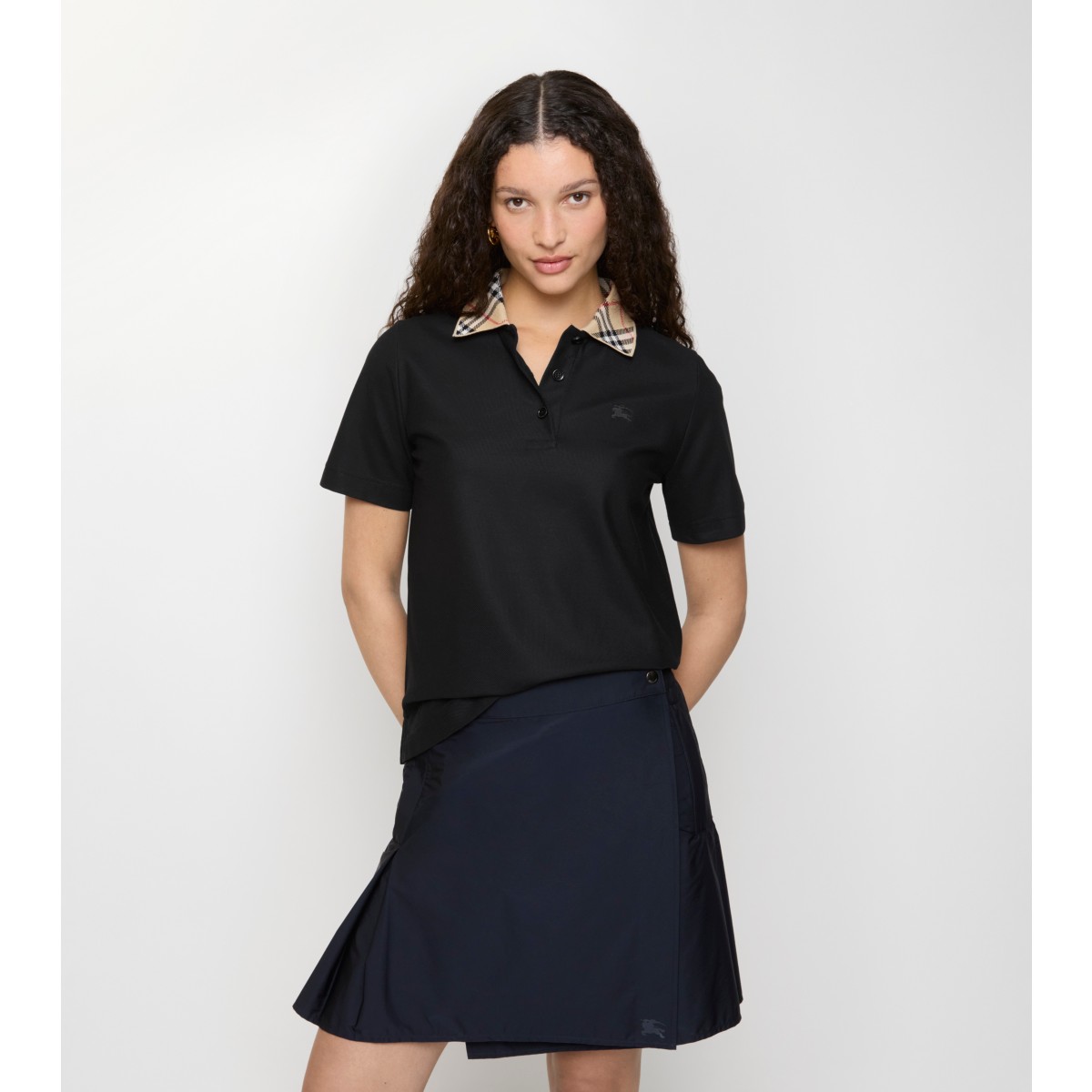  Check Collar Cotton Polo Shirt