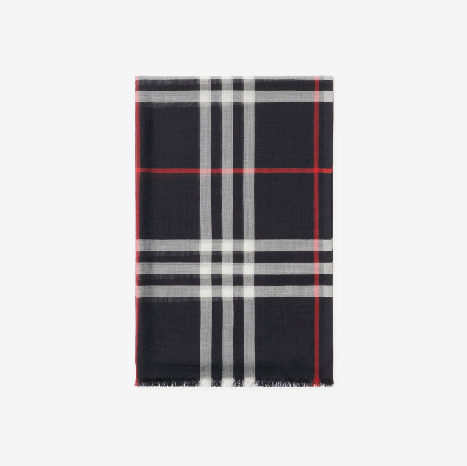 チェック ウールシルク スカーフ (ネイビー) | Burberry®公式サイト チェック ウールシルク スカーフ (ネイビー) | Burberry®公式サイト