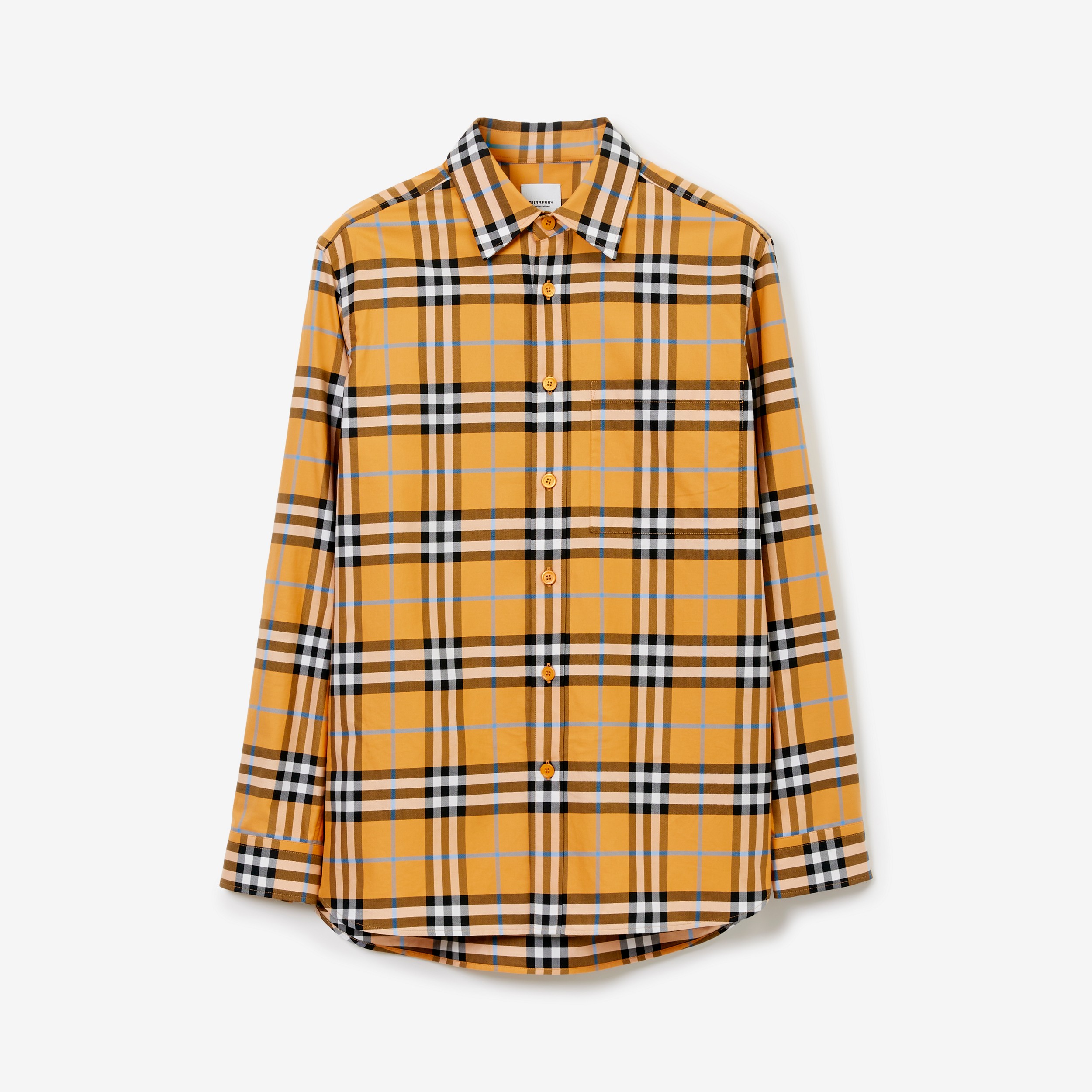 Check Cotton Shirt in Dusty Orange - Men | Burberry® Official - 1