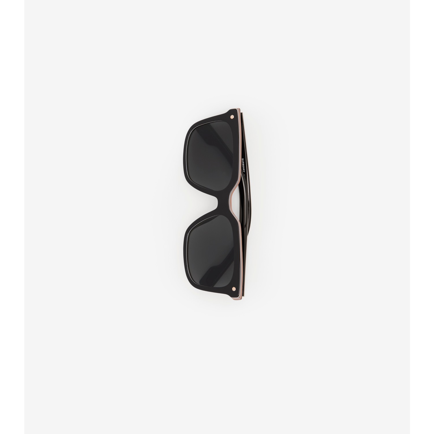 ストライプディテール スクエアフレーム サングラス (ブラック) - メンズ | Burberry®公式サイト