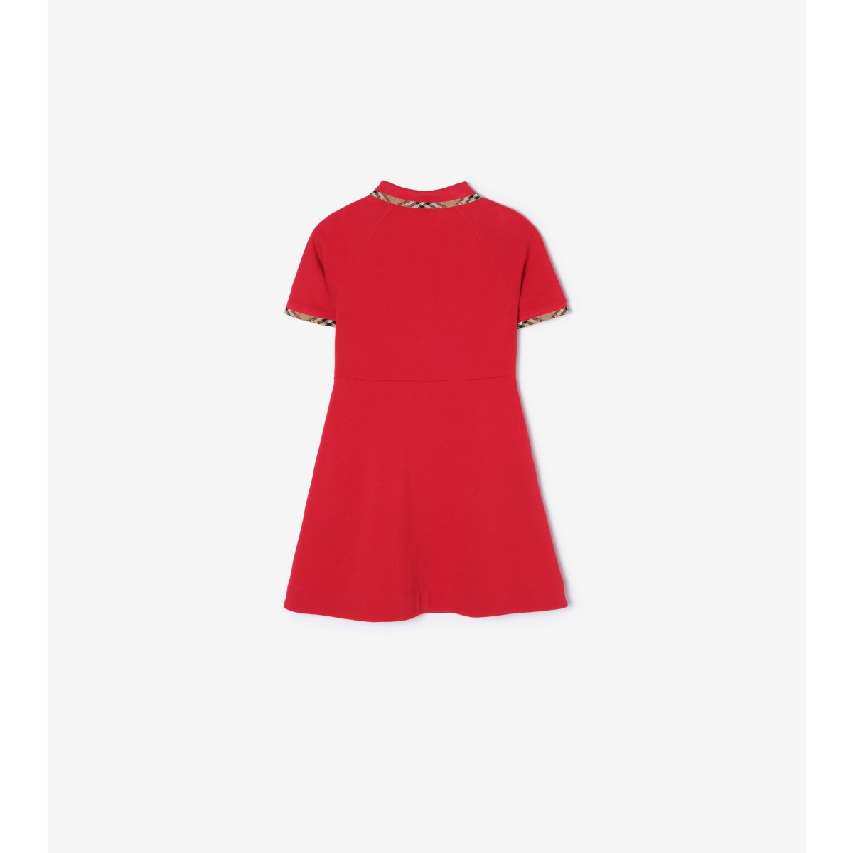  Check Trim Cotton Polo Shirt Dress