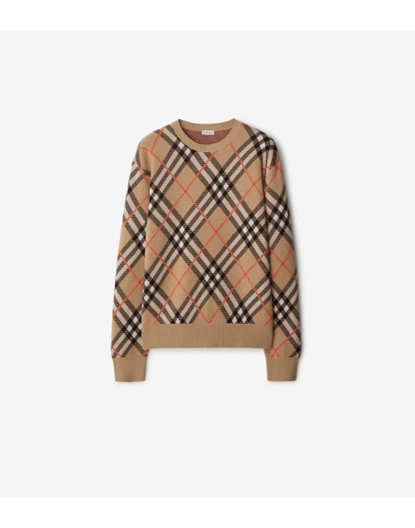 Check Wool Mohair Blend Sweater