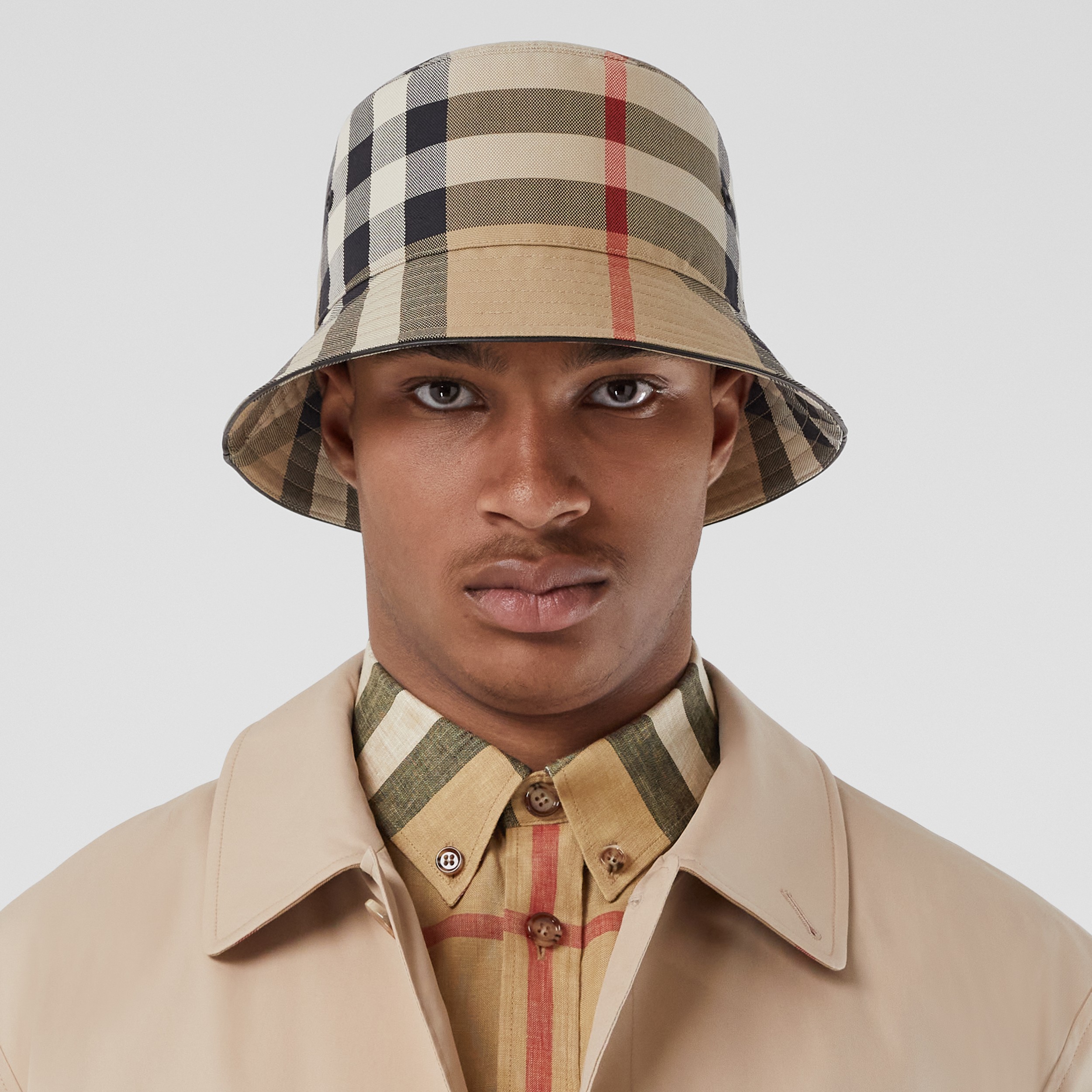 Check Cotton Bucket Hat in Archive Beige | Burberry® Official - 3