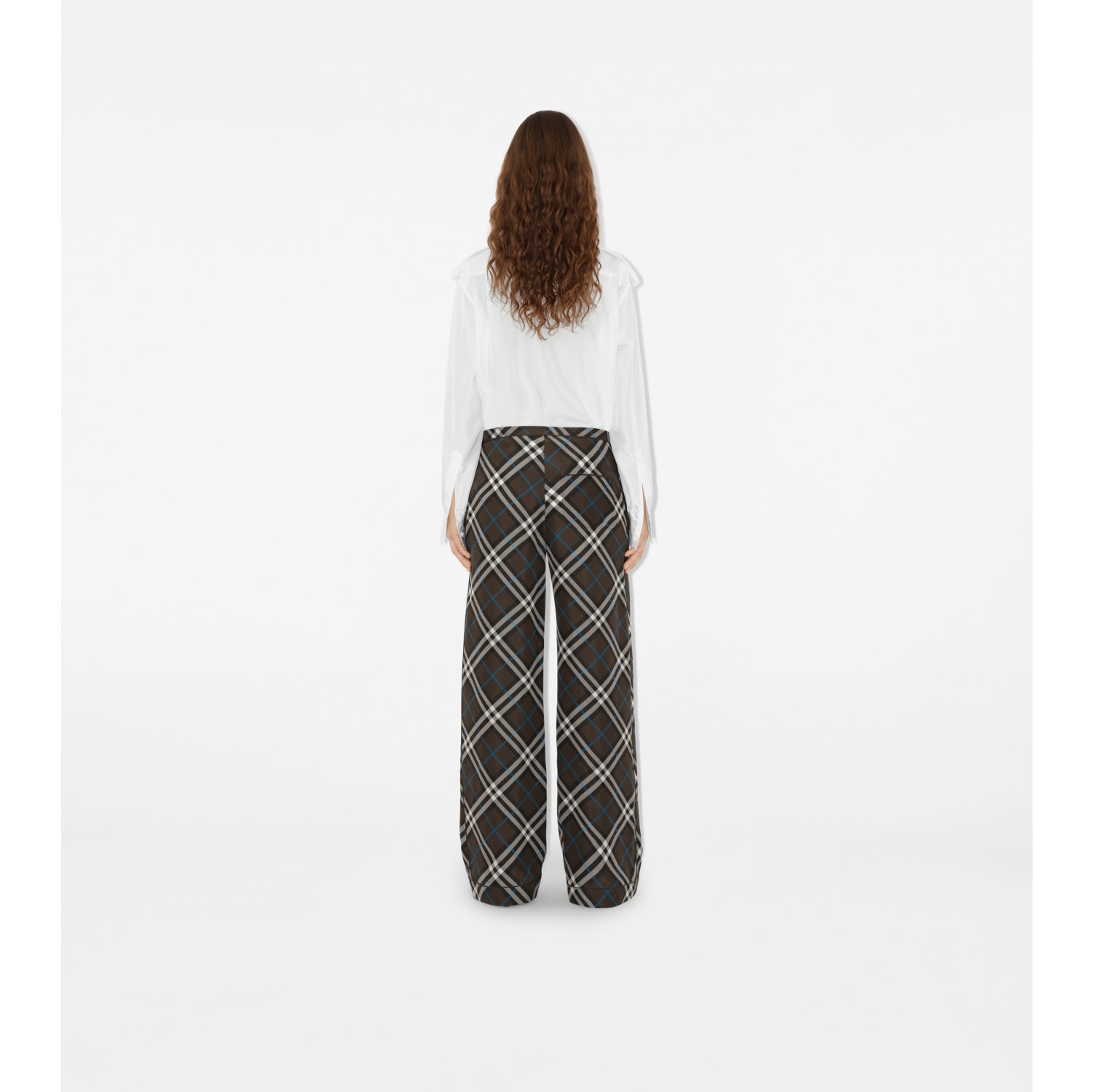 Check Silk Pyjama Trousers in Snug Women Burberry Official