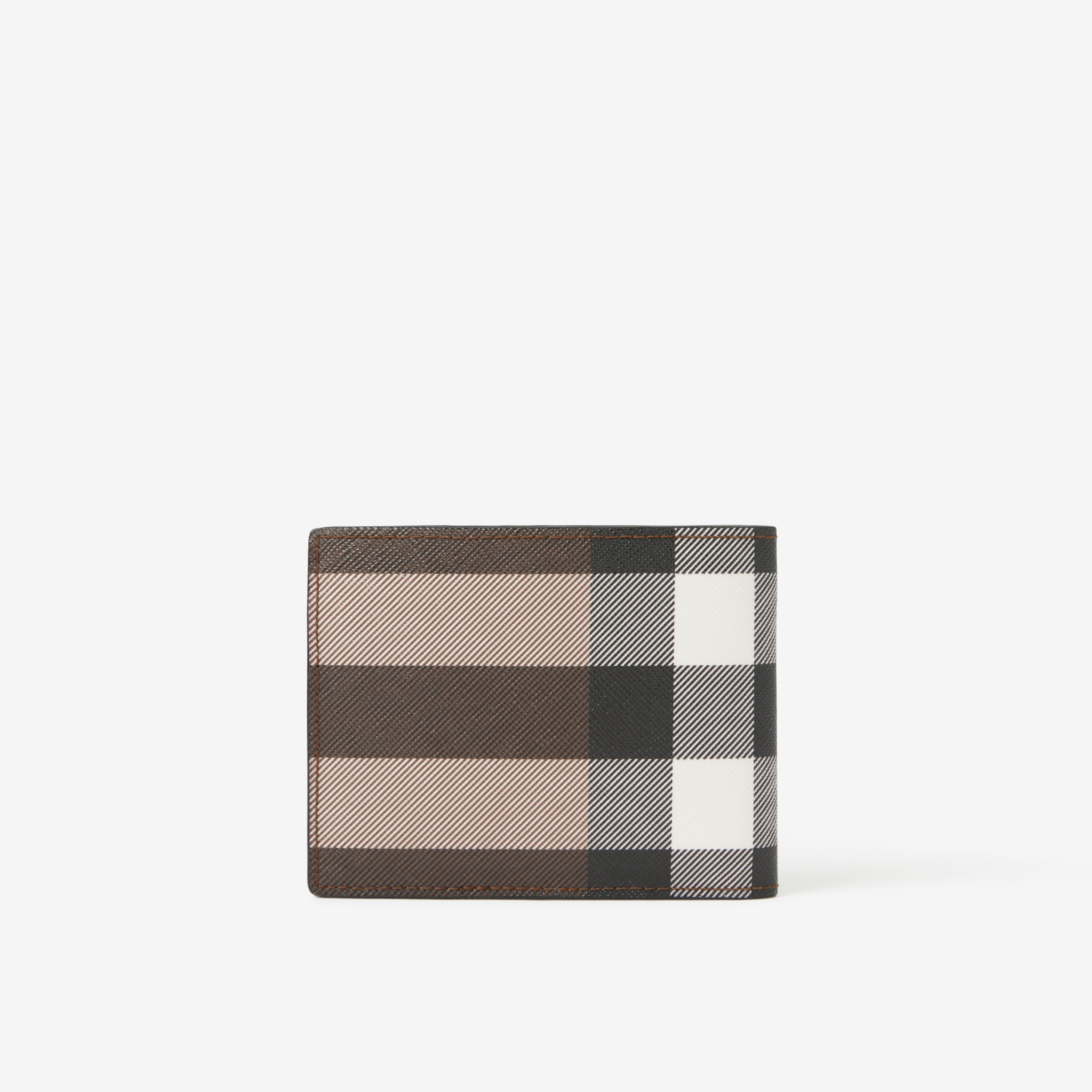 Check and Leather Bifold ID Wallet in Dark Birch Brown - Men | Burberry® Official - 3