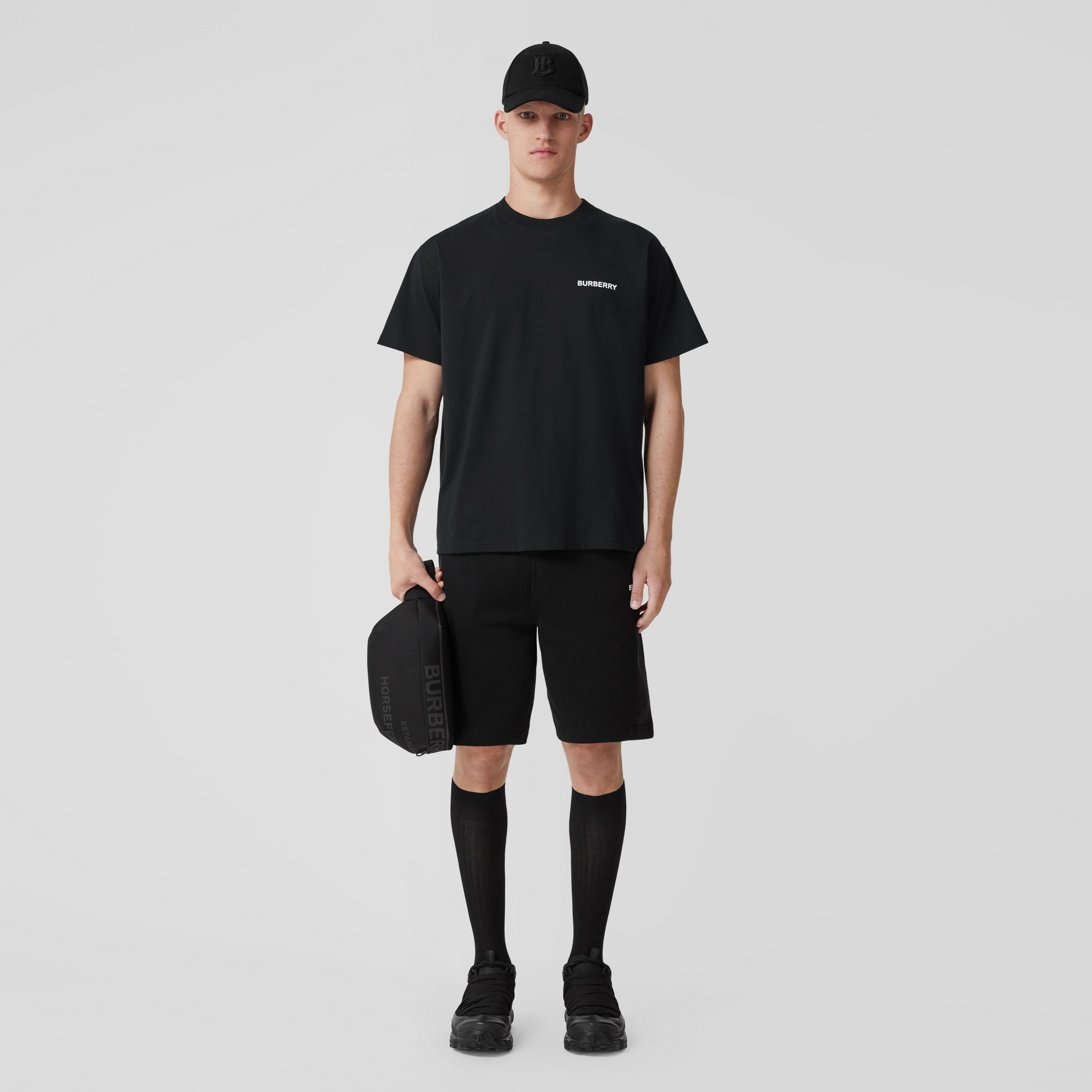 T-shirt in cotone con stampa cavaliere equestre (Nero) - Uomo | Sito ufficiale Burberry® - 1