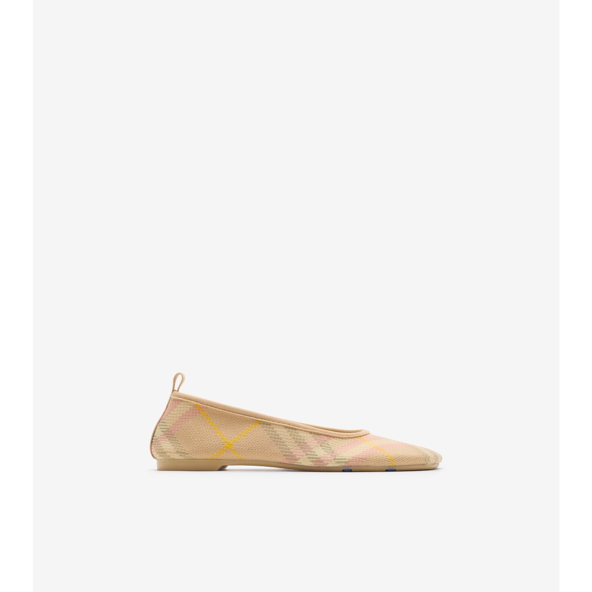 Shop Burberry Check Knit Baby Ballerinas In Teacup