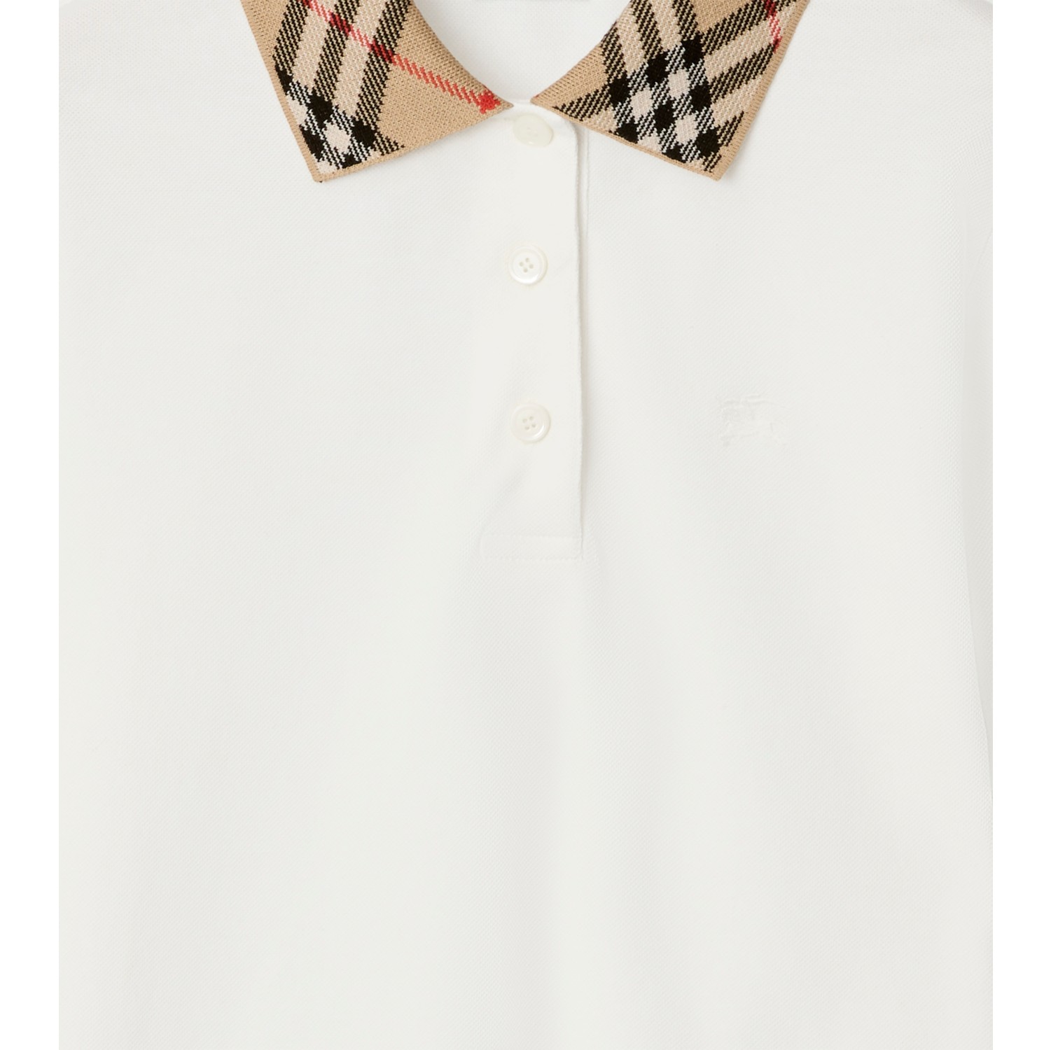 Check Collar Cotton Polo Shirt in Chalk white - Women | Burberry® Official