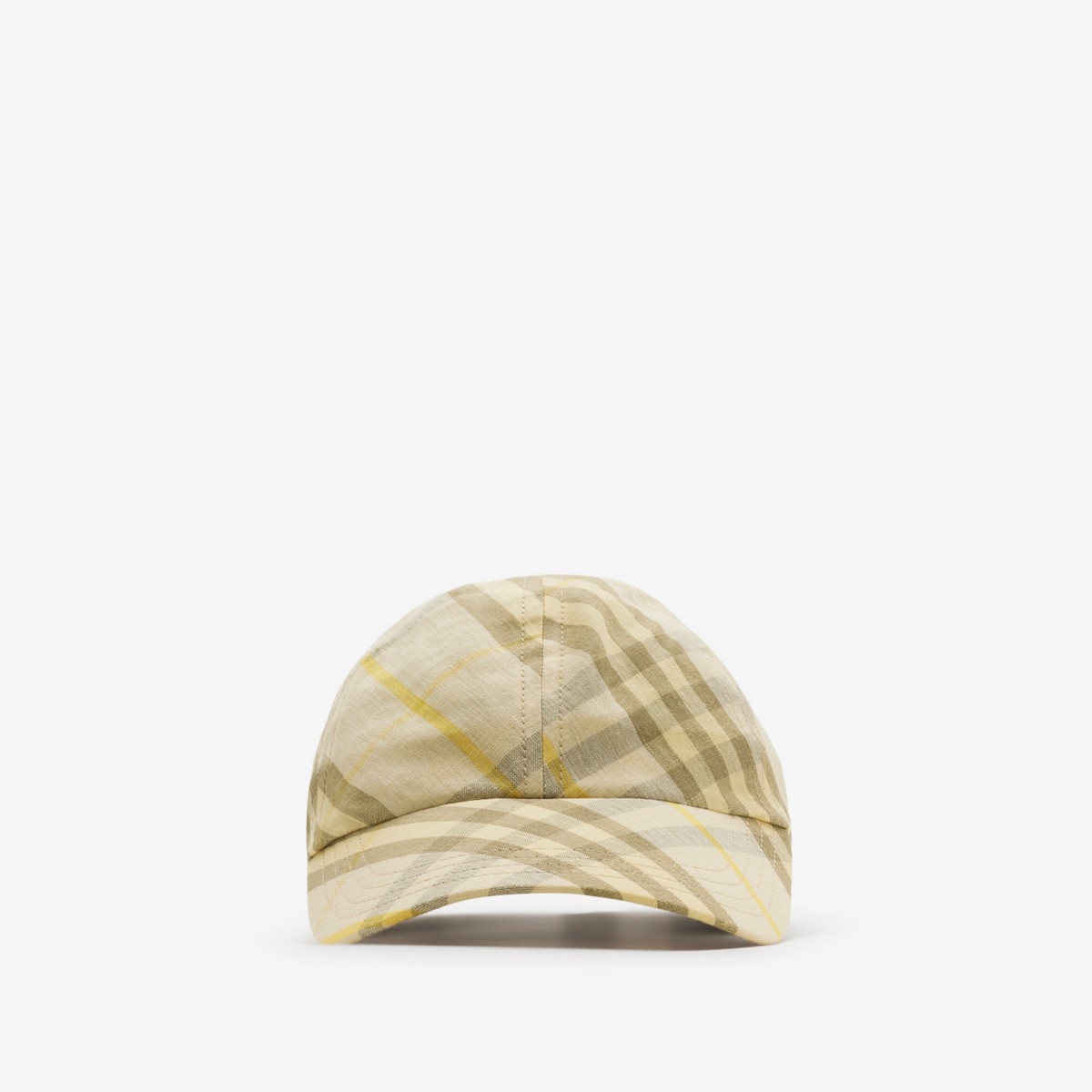 Shop Burberry Check Linen Baseball Cap In Wheat