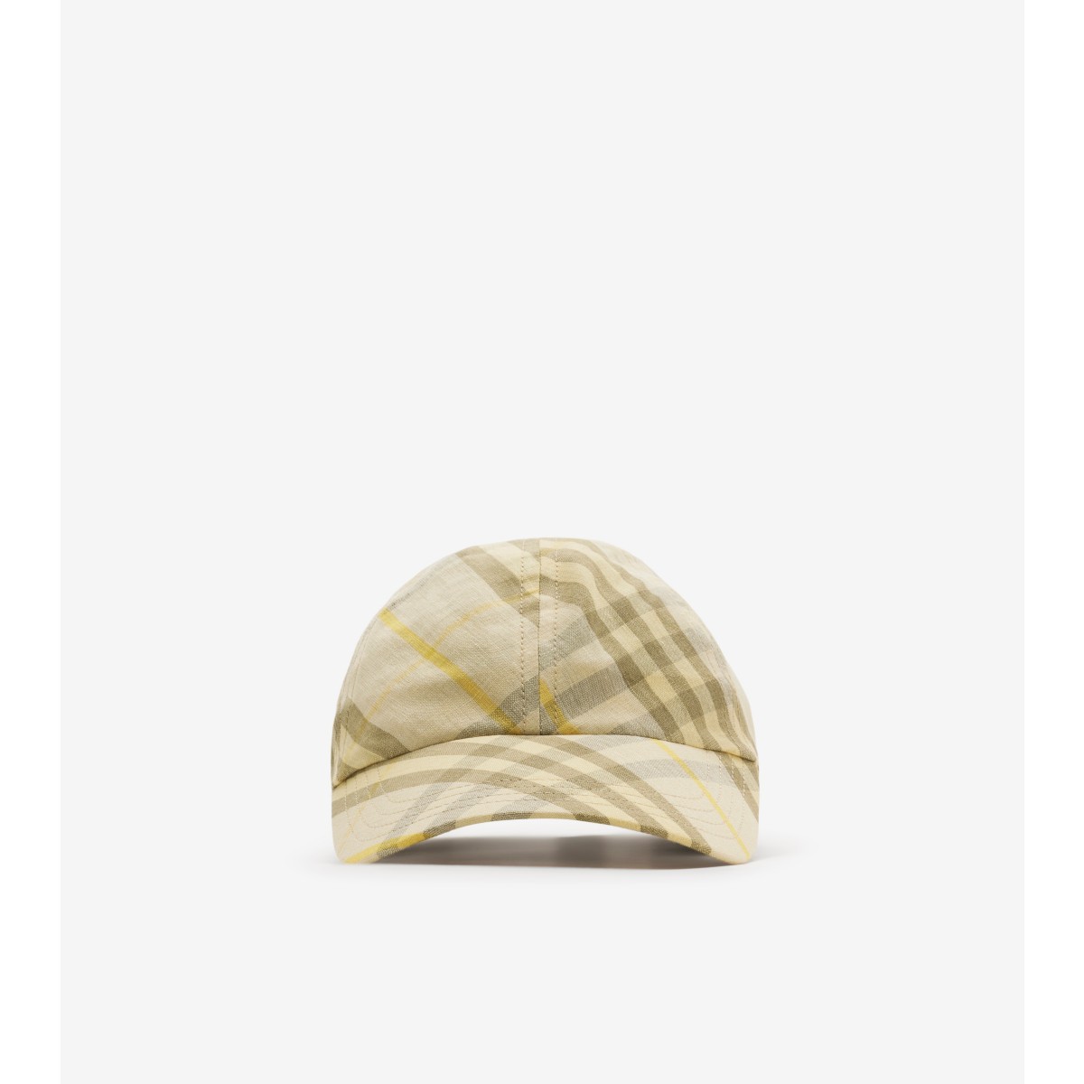 Shop Burberry Check Linen Baseball Cap In Wheat