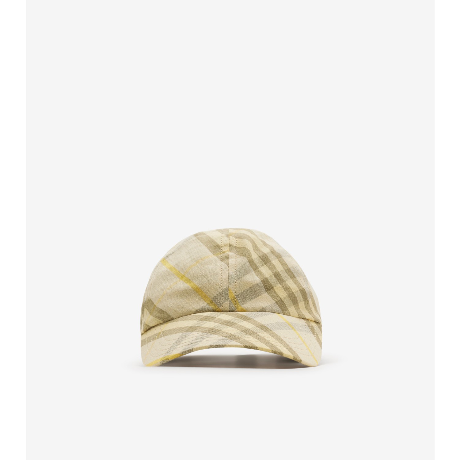 Check Linen Baseball Cap in Wheat - Men | Burberry® Official