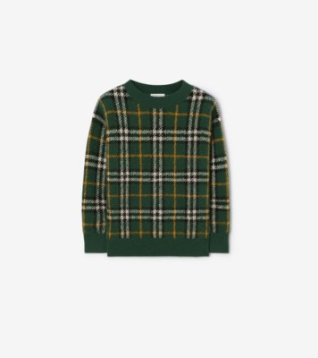 美品 Burberrys ピーコート カシミア混 希少色　カーキーグリーン チェック ウールカシミア セーター (ダークファーングリーン