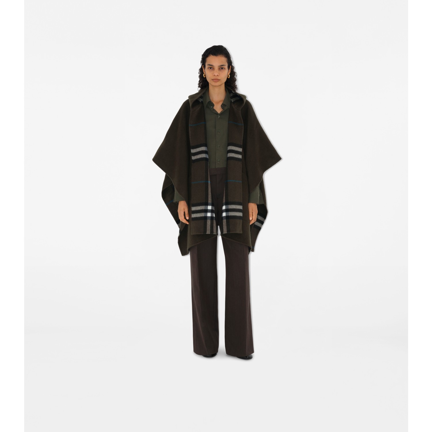 Reversible Check Cashmere Cape