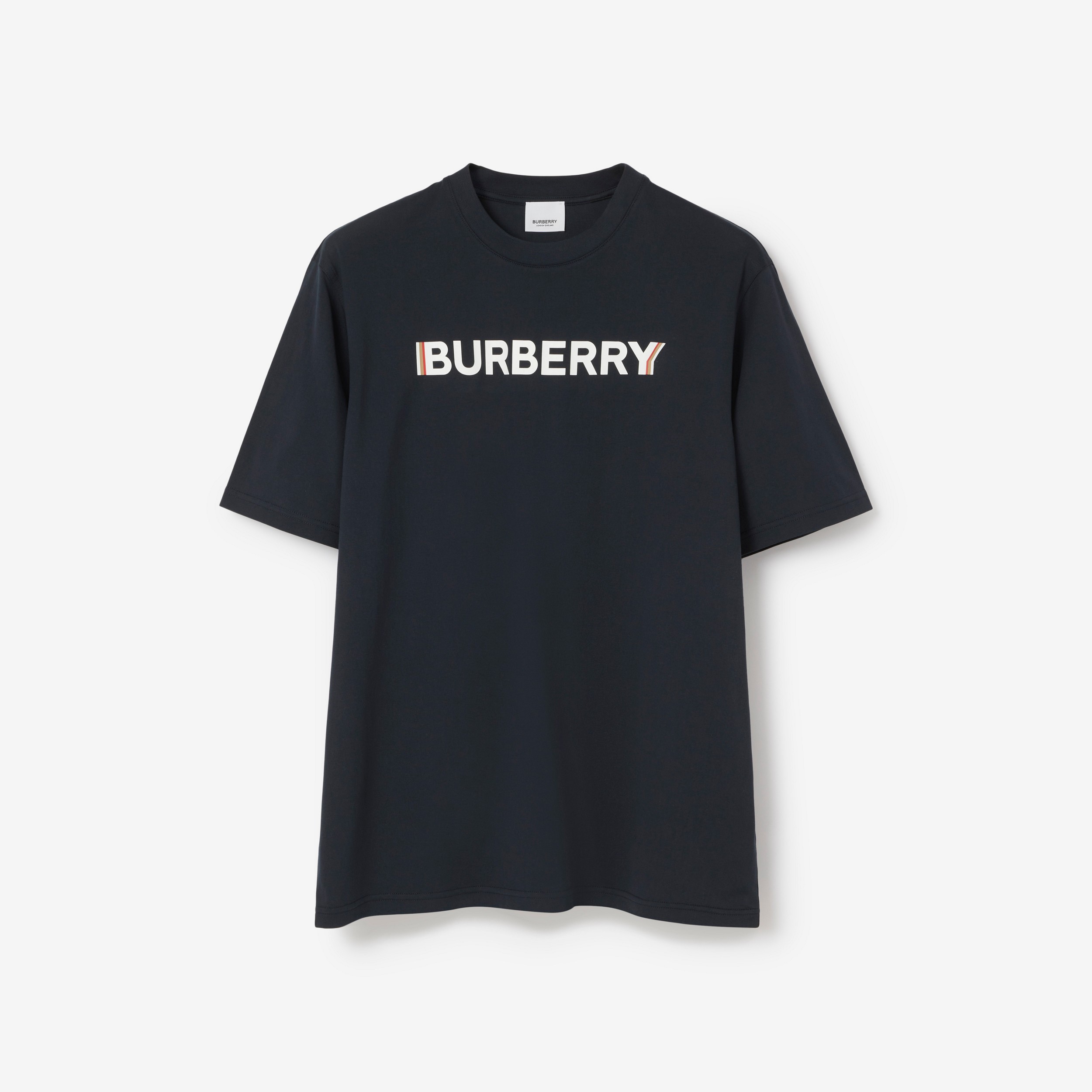 Logo Print Cotton T-shirt in Navy - Men | Burberry® Official - 1