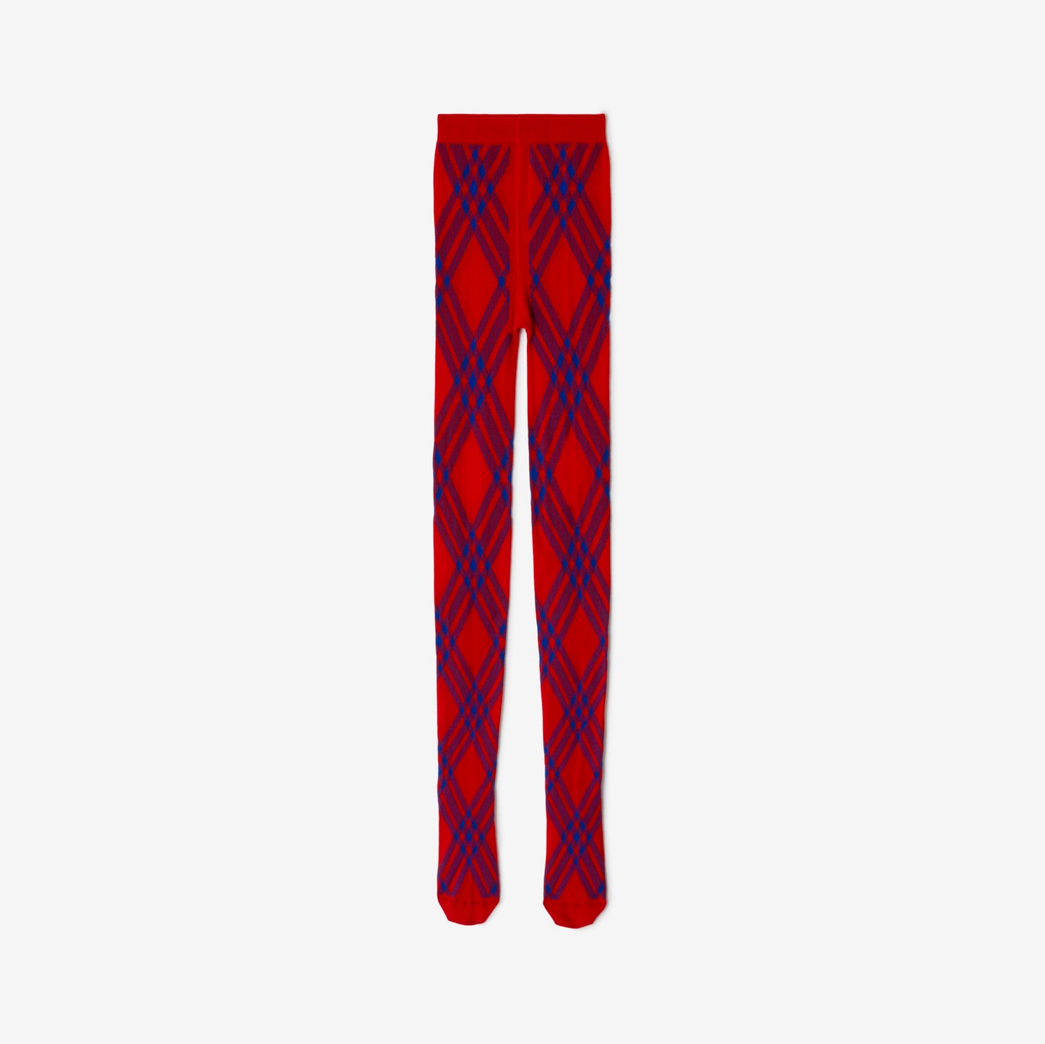 格纹羊毛混纺连裤袜 (邮筒红 / 骑士蓝) | Burberry® 博柏利官网