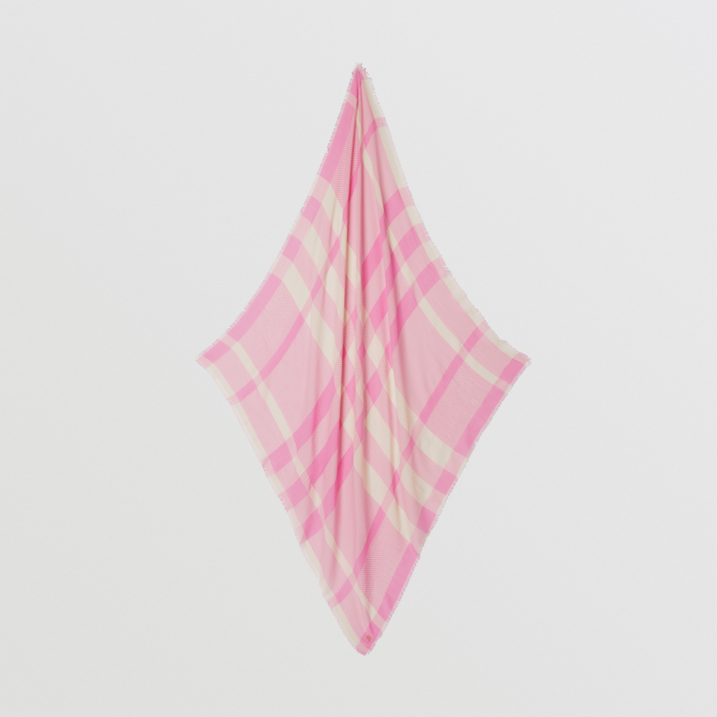 Check Cashmere Large Square Scarf in Bubblegum Pink - Women | Burberry® Official - 4