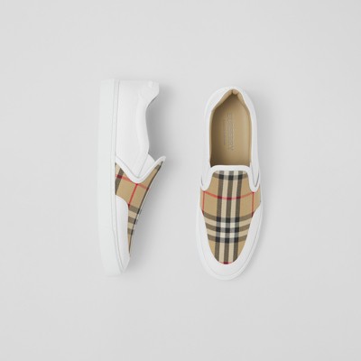 Vintage Check Slip-on Sneakers in White 