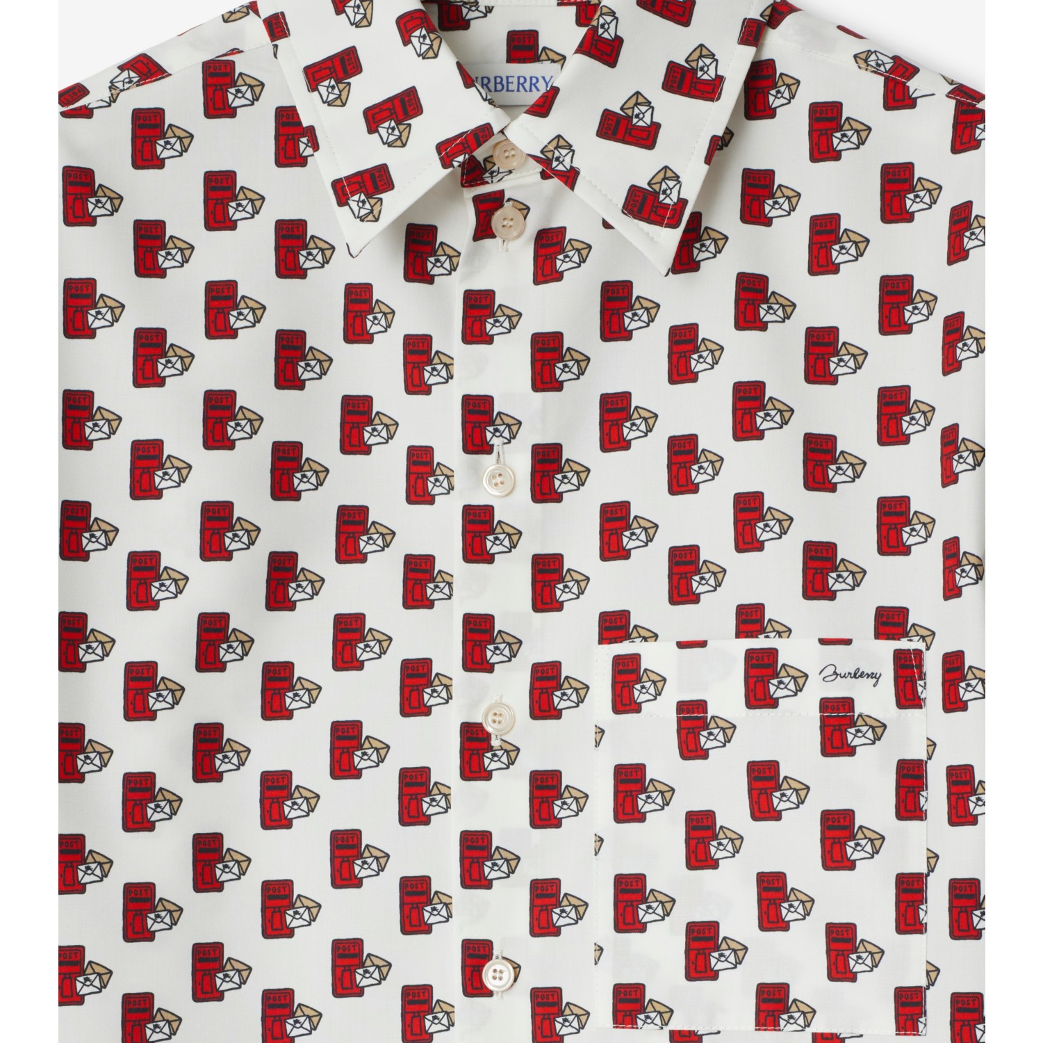 Baumwoll-Seiden-Hemd mit Briefkasten-Print