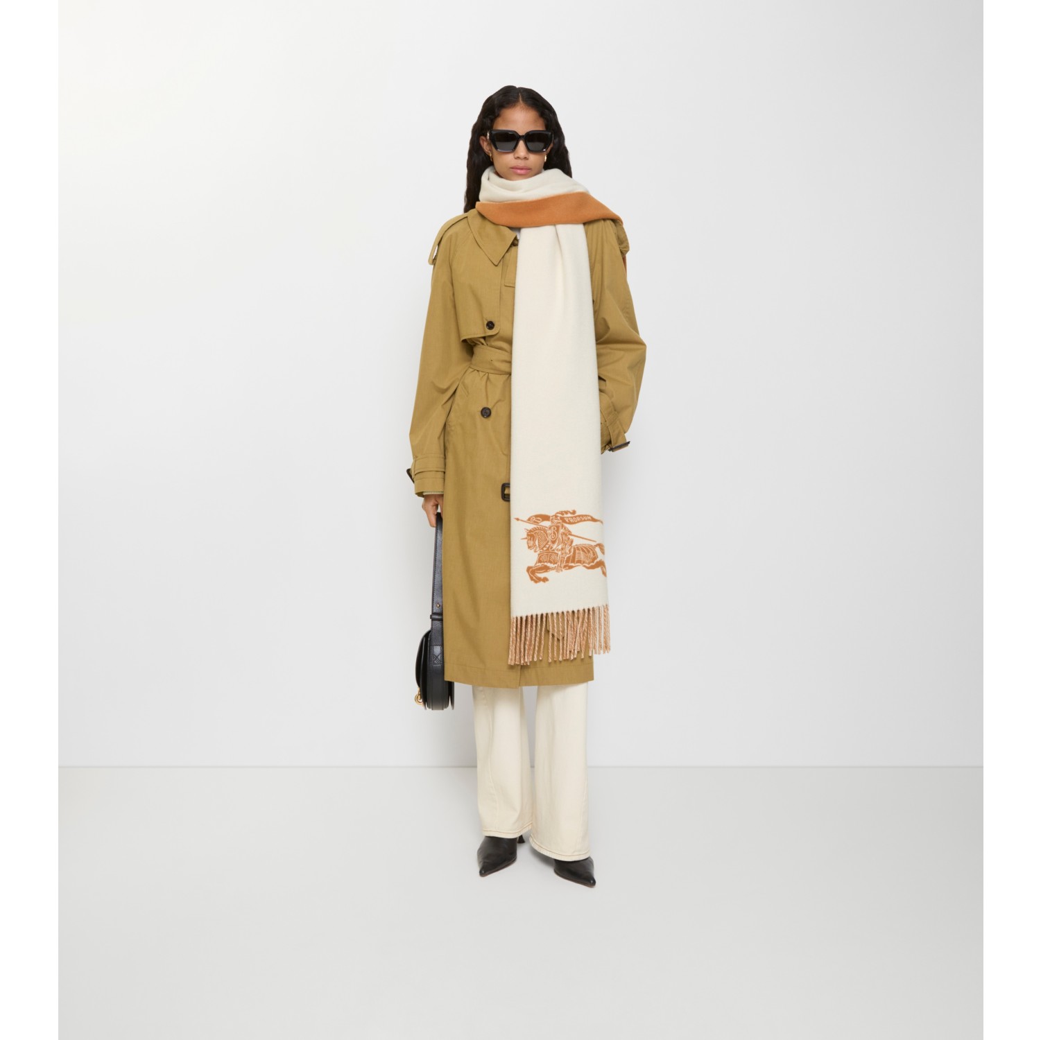 Reversible EKD Cashmere Scarf in Pebble white | Burberry® Official