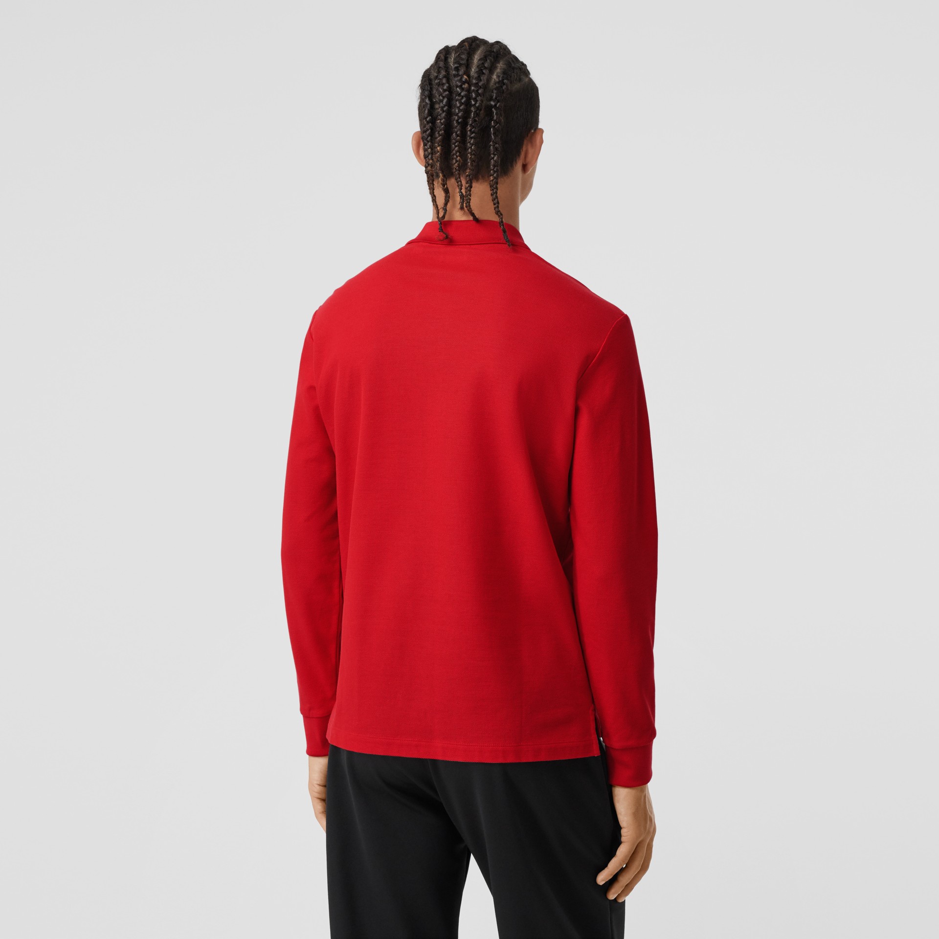 burberry red long sleeve polo