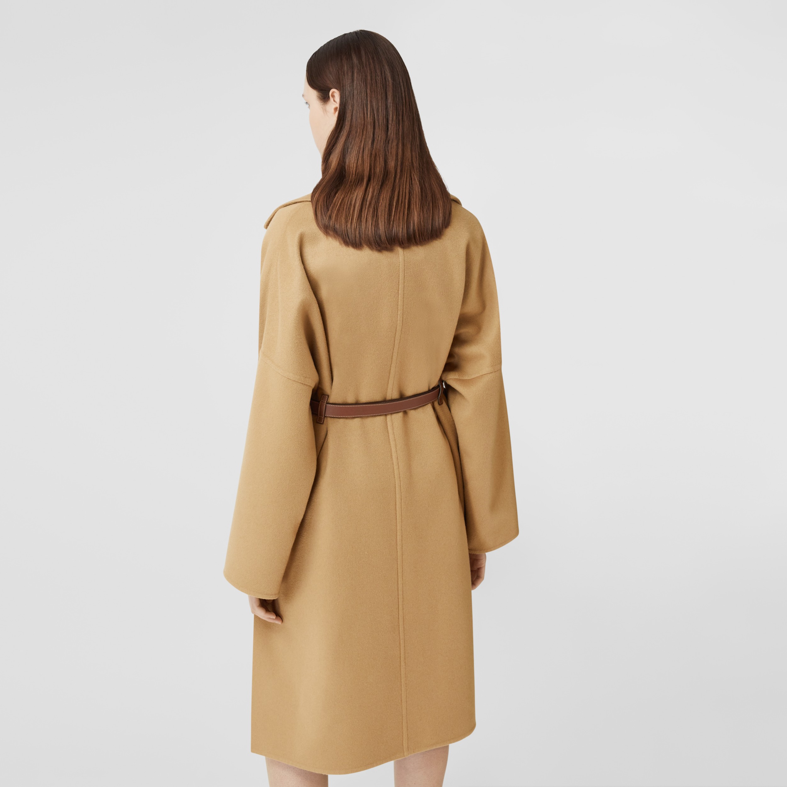 Pocket Detail Doublefaced Cashmere Wrap Coat in Camel Women